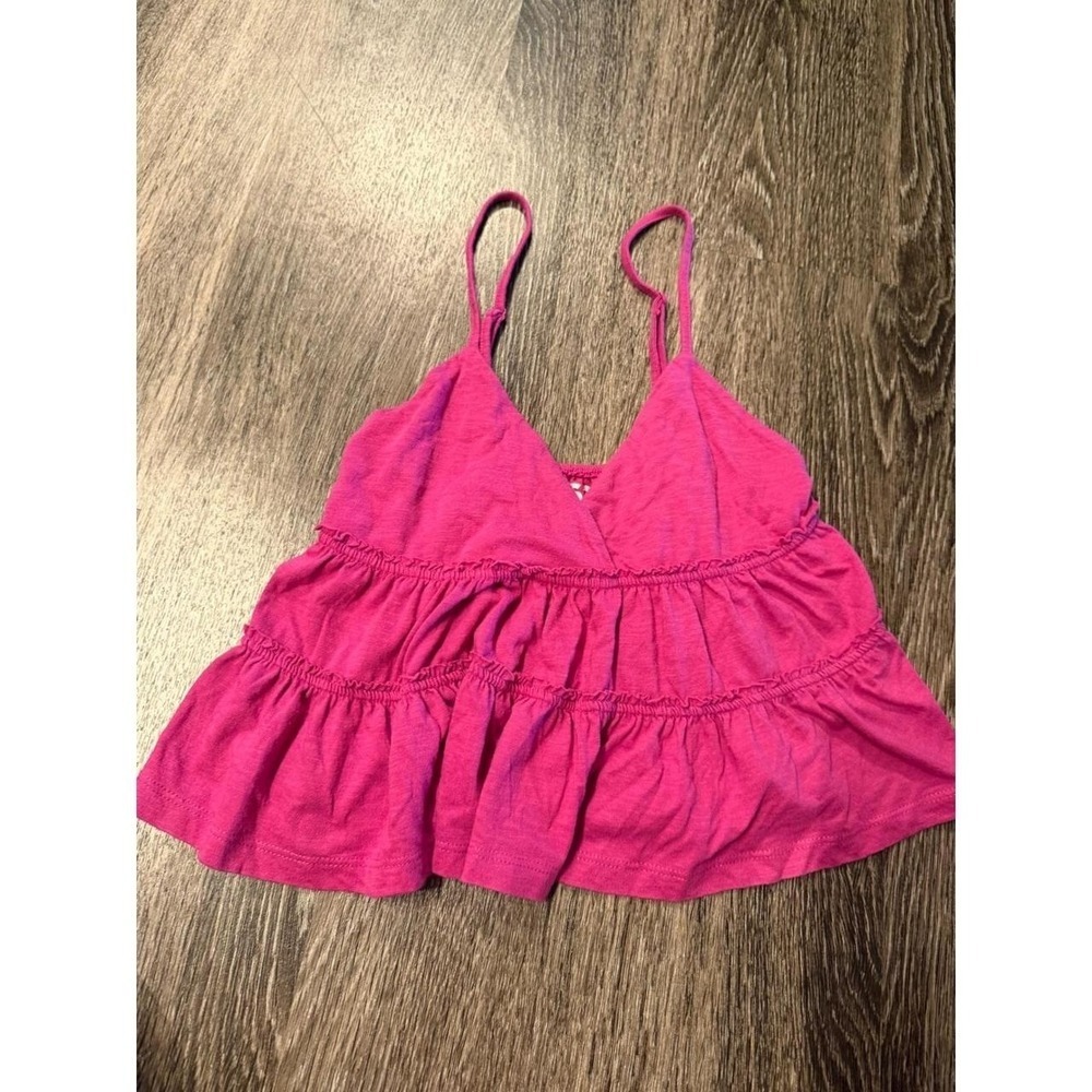SO Hot Pink Tiered Babydoll Cami Top Ruffle Trim Size S